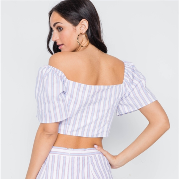 🆕 Red White & Blue Striped Crop Top - Picture 2 of 4